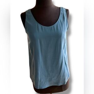 Patrick Reversible Silk Crepe Tank Top Blouse Sz 6 Dusty Blue/Stone Gray
